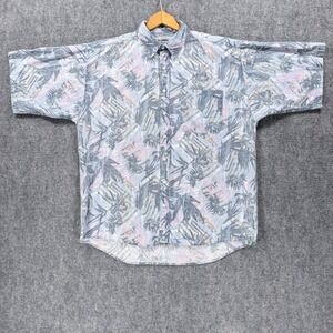 Vintage Le Tigre Shirt Men's Large Abstract Tropical Cotton Button Up 80s 90s